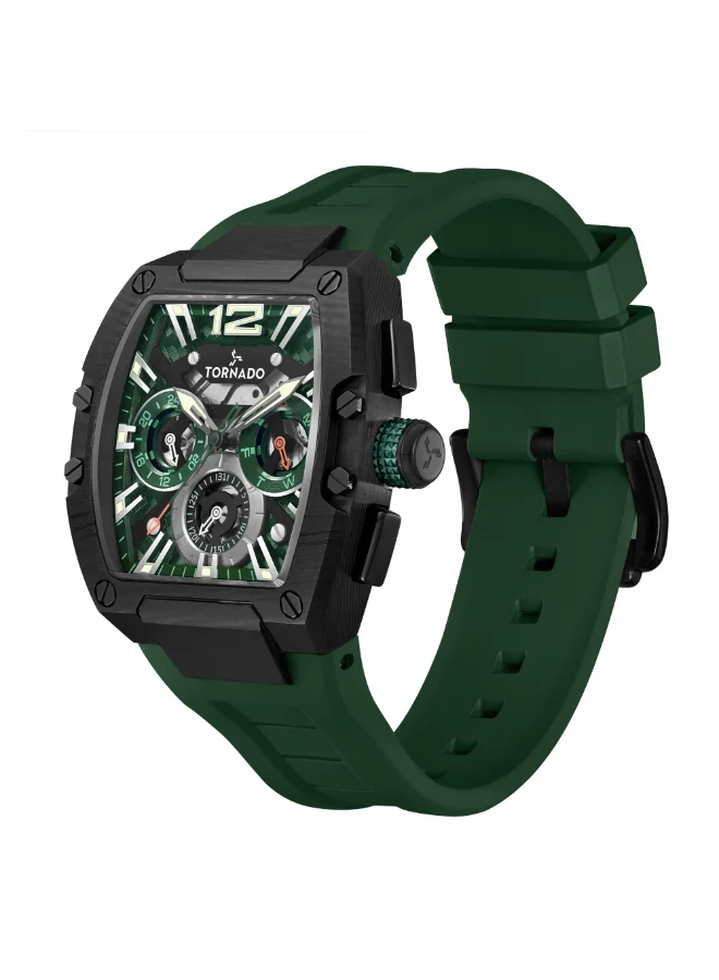 تورنيدو ساعة رجالية متعددة الوظائف من الفولاذ المقاوم للصدأ  بقطر  مم